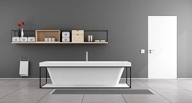 istock White and gray  minimalist bathroom 513479702