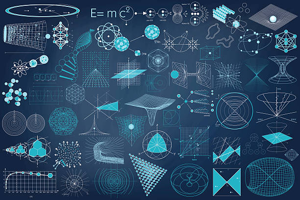 duża kolekcja elementów, symbole i systemów z fizyki - molecular structure illustrations stock illustrations