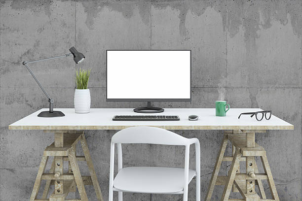 istock Large PC monitor on a vintage desk 513480696