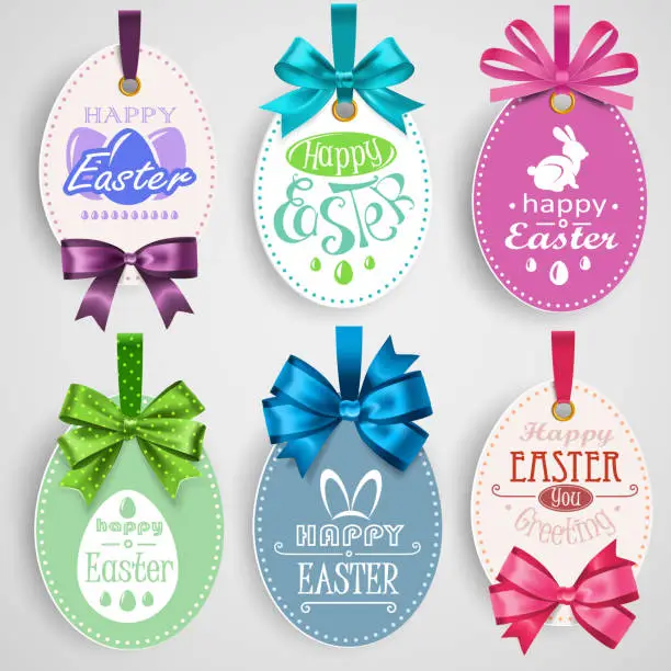 Vector illustration of Easter emblem with bows