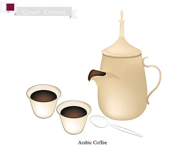 Vector illustration of Traditional Arabic Coffee, Popular Dink in Qatar