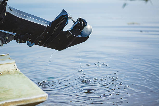 istock screw motor boat, river 513486634