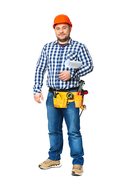 istock Portrait of construction builder isolated on white. 513488524