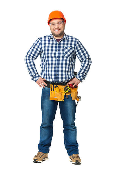 istock Portrait of construction builder isolated on white. 513488738