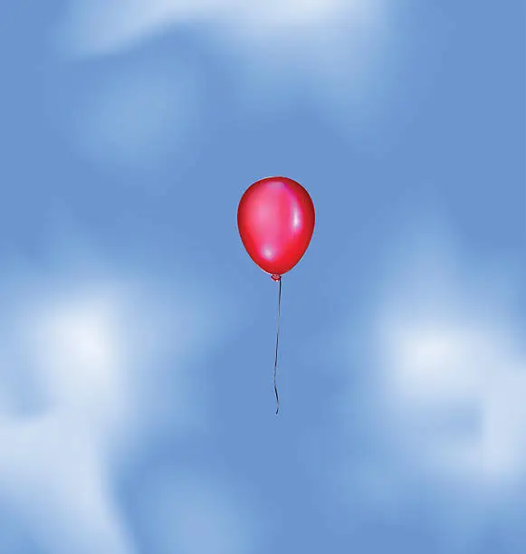 Vector illustration of blue sky and red balloon