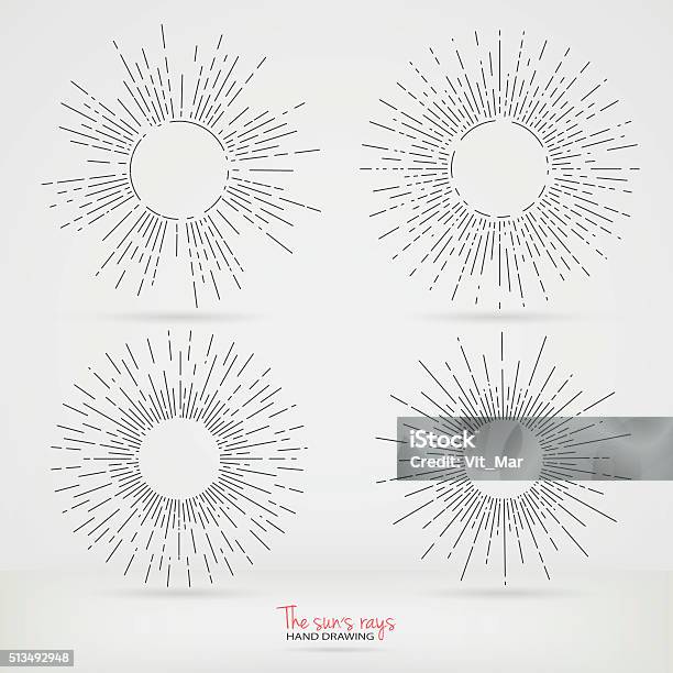 The Suns Rays In The Style Of Hand Drawing Stock Illustration - Download Image Now - Sun, Old-fashioned, People