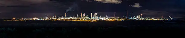 Panoramic refinery in the night