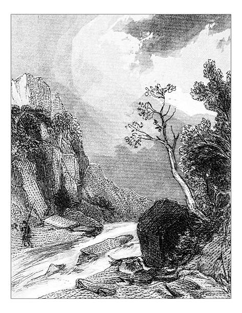 istock Antique illustration of rural landscape scene 513494150