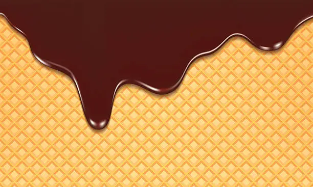 Vector illustration of Wafer and flowing chocolate