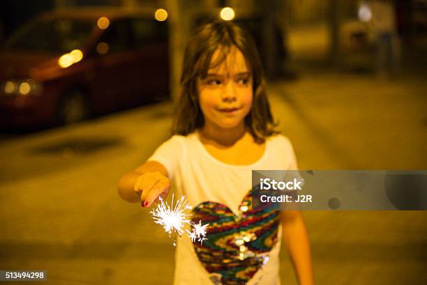 Little Girl With A Sparkler Barcelona Stock Photo - Download Image Now - Barcelona - Spain, Bright, Burning