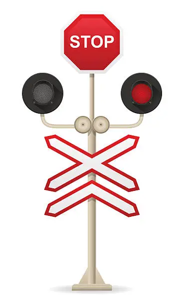 Vector illustration of railroad crossing vector illustration