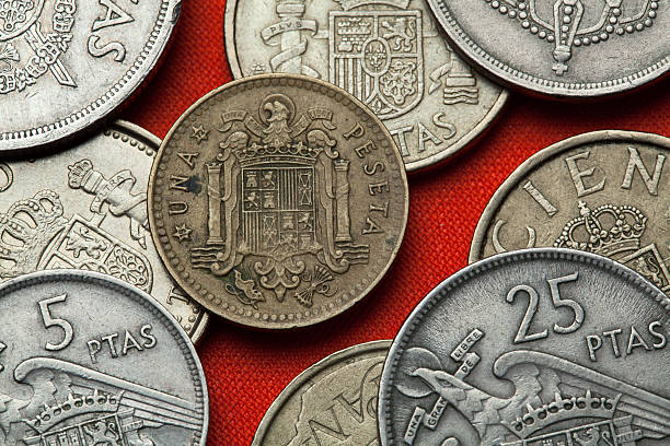 istock Coins of Spain. Spanish state emblem under Franco 513495852