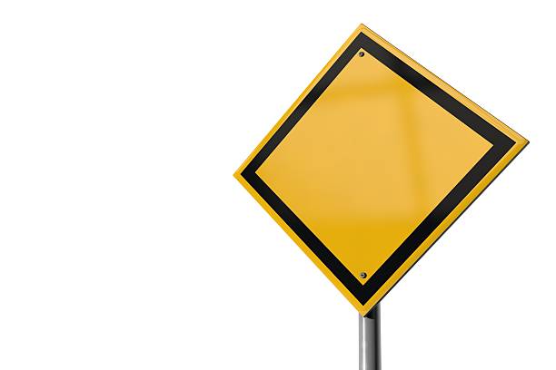 istock Blank yellow highway road sign 513495946