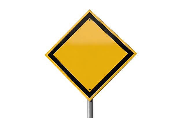 istock Blank yellow highway road sign 513495974