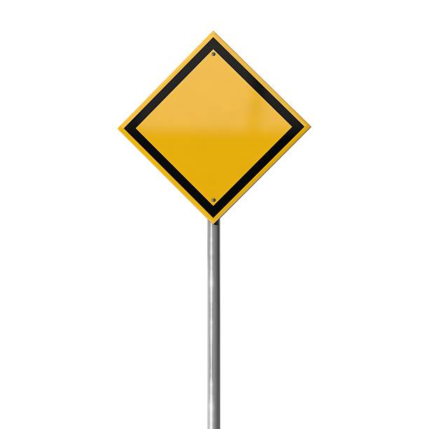 istock Blank yellow highway road sign 513496014