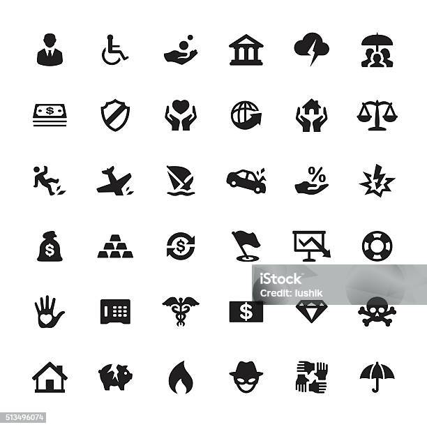 Accident And Insurance Vector Symbols And Icons Stock Illustration - Download Image Now - Breaking, Bankruptcy, Equal-Arm Balance