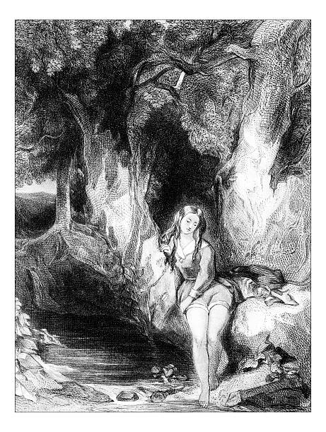 istock Antique illustration of woman in nature 513496538
