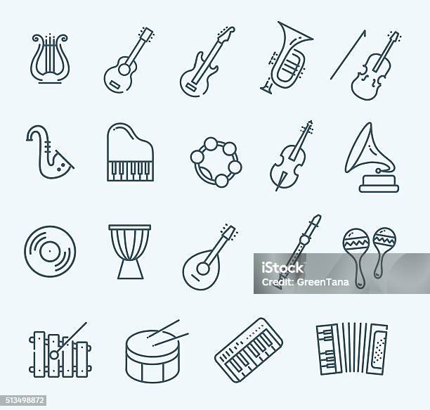 Music Instruments Vector Icons Stock Illustration - Download Image Now - Illustration, Single Line, Gramophone