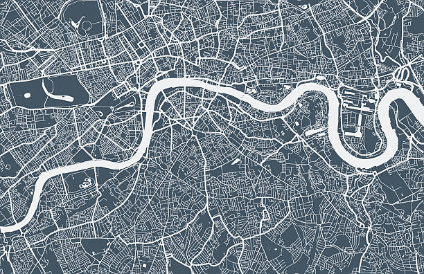 ilustrações de stock, clip art, desenhos animados e ícones de mapa da cidade de londres - thames river