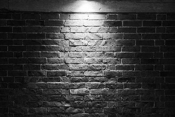 istock Grungy dark brick wall with spotlight 513499450