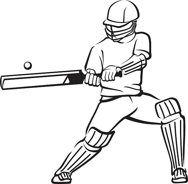 illustrations, cliparts, dessins animés et icônes de batte de cricket swing - sport of cricket cricket player cricket bat batting