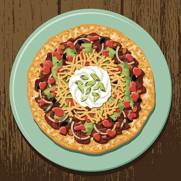 Vector illustration of Chili Cheese Tostada