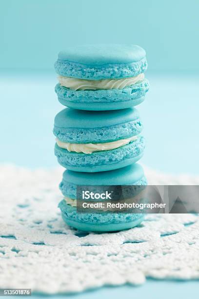 Turquoise Macarons With Buttercream Filling Stock Photo - Download Image Now - Almond, Baked, Baked Pastry Item