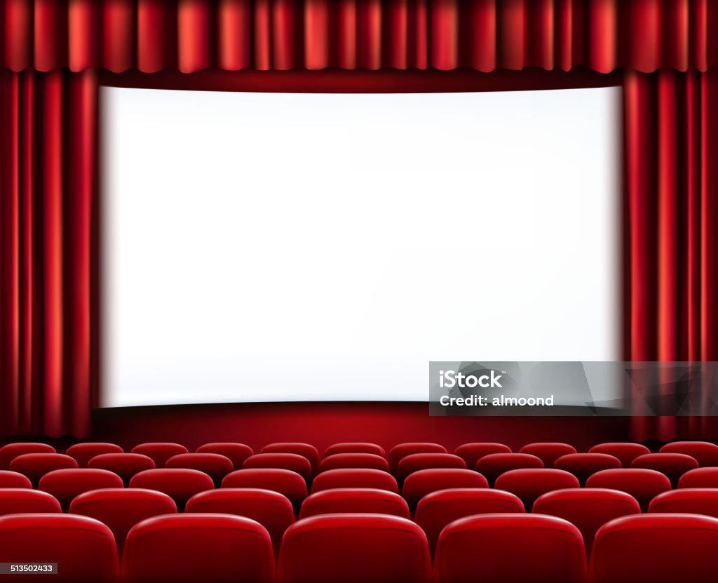 Filas de asientos rojo teatro o cine - arte vectorial de Acontecimiento libre de derechos