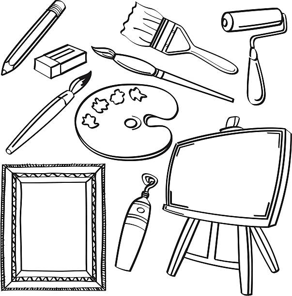 Drawing Tools Collection vector art illustration