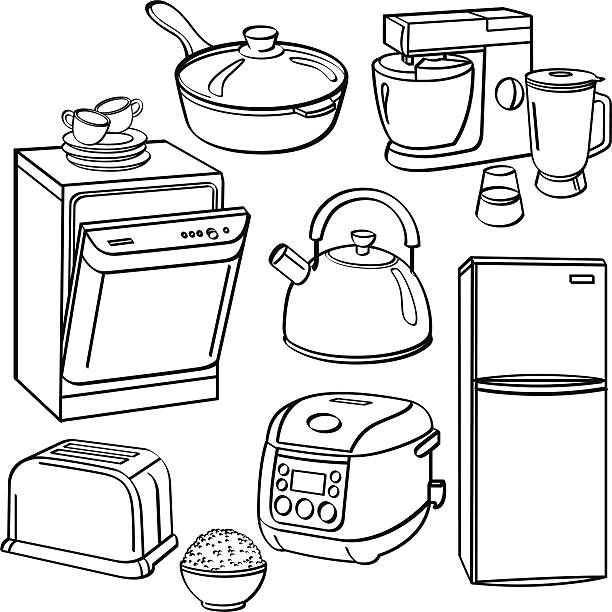 Kitchen Utensils and Appliances vector art illustration