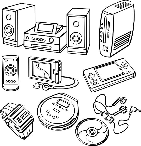 digitale produkte kollektion - cd player stock-grafiken, -clipart, -cartoons und -symbole