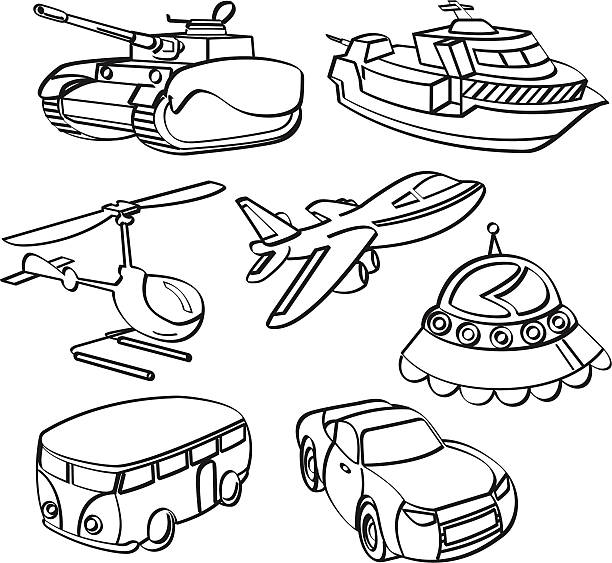 Transportation Toys Collection vector art illustration