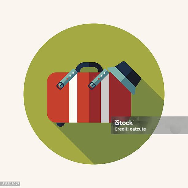 Vintage Travel Suitcases Flat Icon With Long Shadow Stock Illustration - Download Image Now