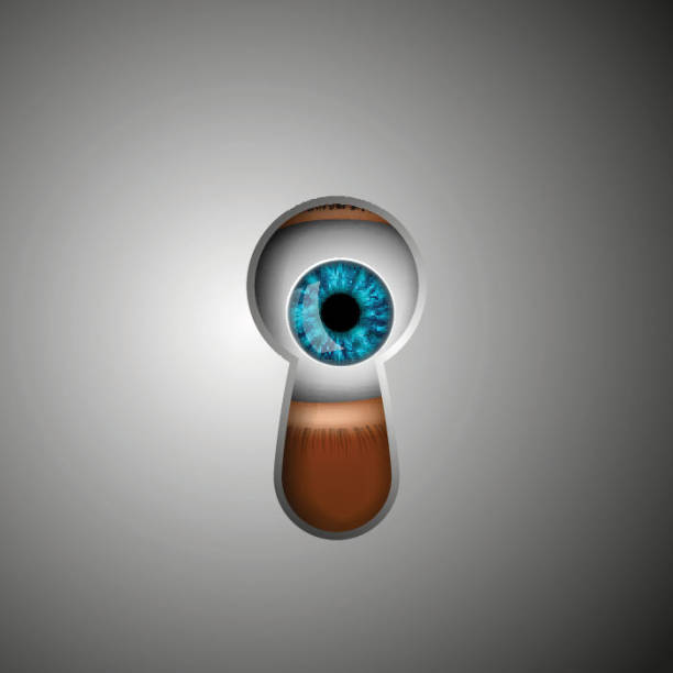 ilustrações, clipart, desenhos animados e ícones de o olho humano em a gota d'água - keyhole peeking human eye curiosity