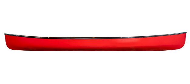 side view of the red tandem canoe isolated on white with a clipping path