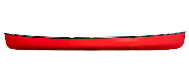 red tandem canoe isolated stock photo