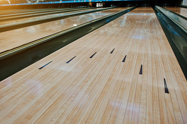 istock Bowling wooden floor with lane 513534418