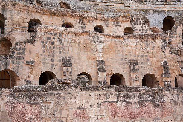 fragment Coliseum in El Jam, Tunisia stock photo