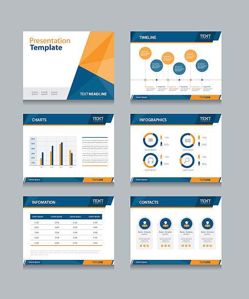 business presentation template set. business presentation template set. slide templates stock illustrations