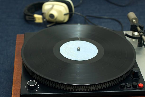 istock Vintage classic style old school turntable with phones 513538072