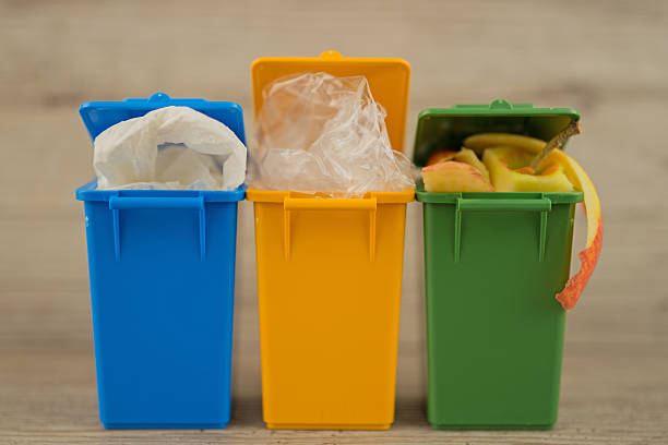 istock Set of recycle garbage bins, waste separation concept 513538130