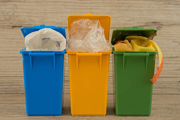istock Set of recycle garbage bins, waste separation concept 513538214