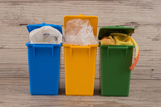 istock Set of recycle garbage bins, waste separation concept 513538284