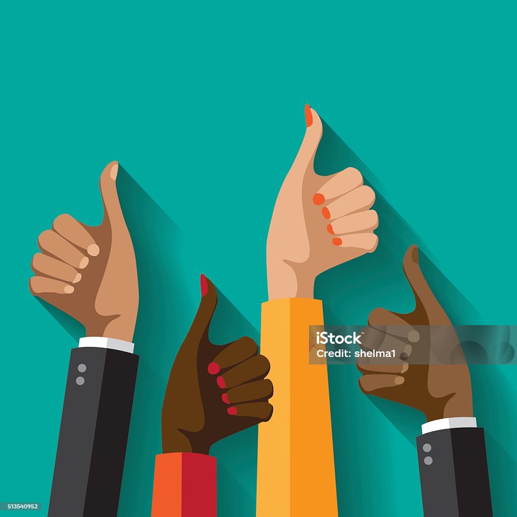 Flat design multicultural group thumbs up. Flat design multicultural group thumbs up. EPS 10 Thumbs Up stock vector