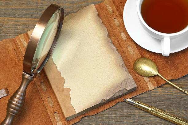 English Famous Private Detective Concept .Tools On The Wood Tab