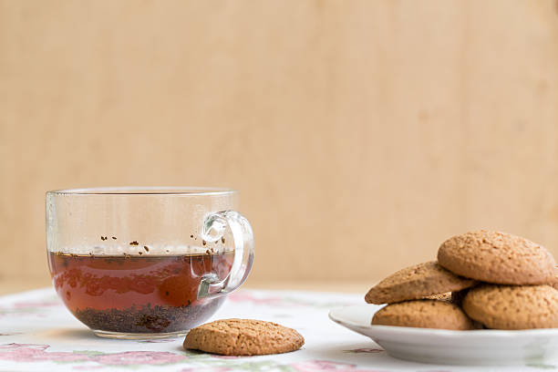 istock Breakfast with cup of tea and biscuits. 513544442