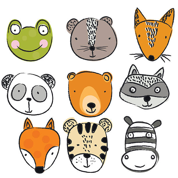 set funny animals vector art illustration