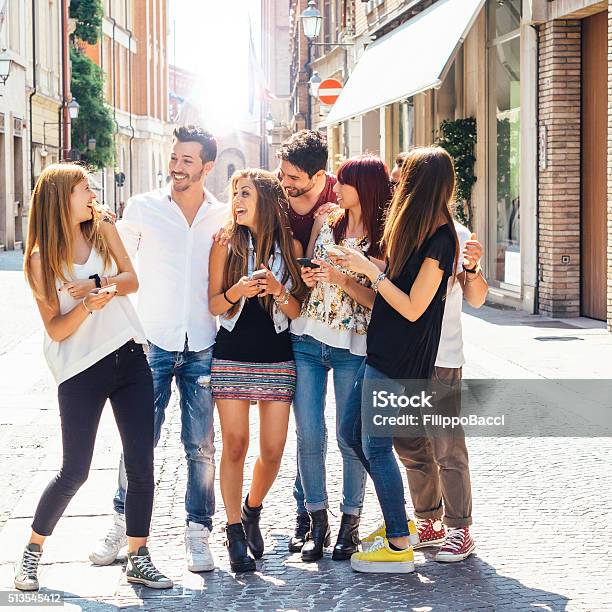 Happy Friends In The City Stock Photo - Download Image Now - Street, Playful, Playing