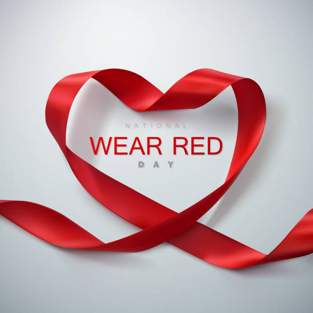 National wear red day National wear red day. Vector illustration of ribbon heart. national landmark illustrations stock illustrations