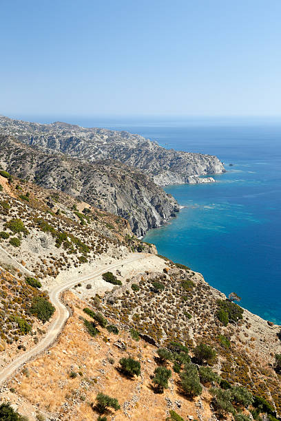 istock Winding unpaved road in Greece 513547270